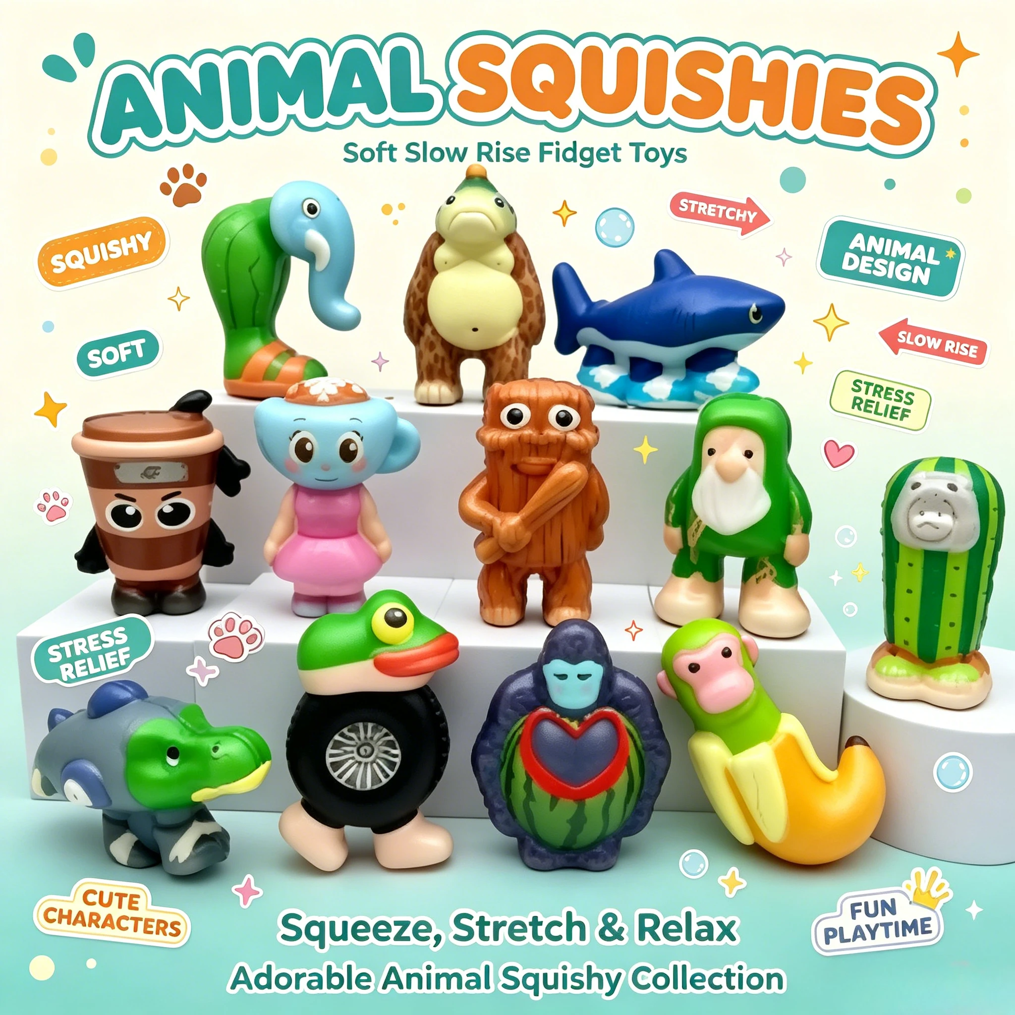 

Durable Squishy Wooden Stick Figure Stress Relief Toy, Soft Slow-Rising Squeeze Fidget Mythical Creatures Design Stretchy Non-Stick Tactile Grip Lightweight Portable Calming Anxiety Release Cute Desk Decor Gift for Her Him