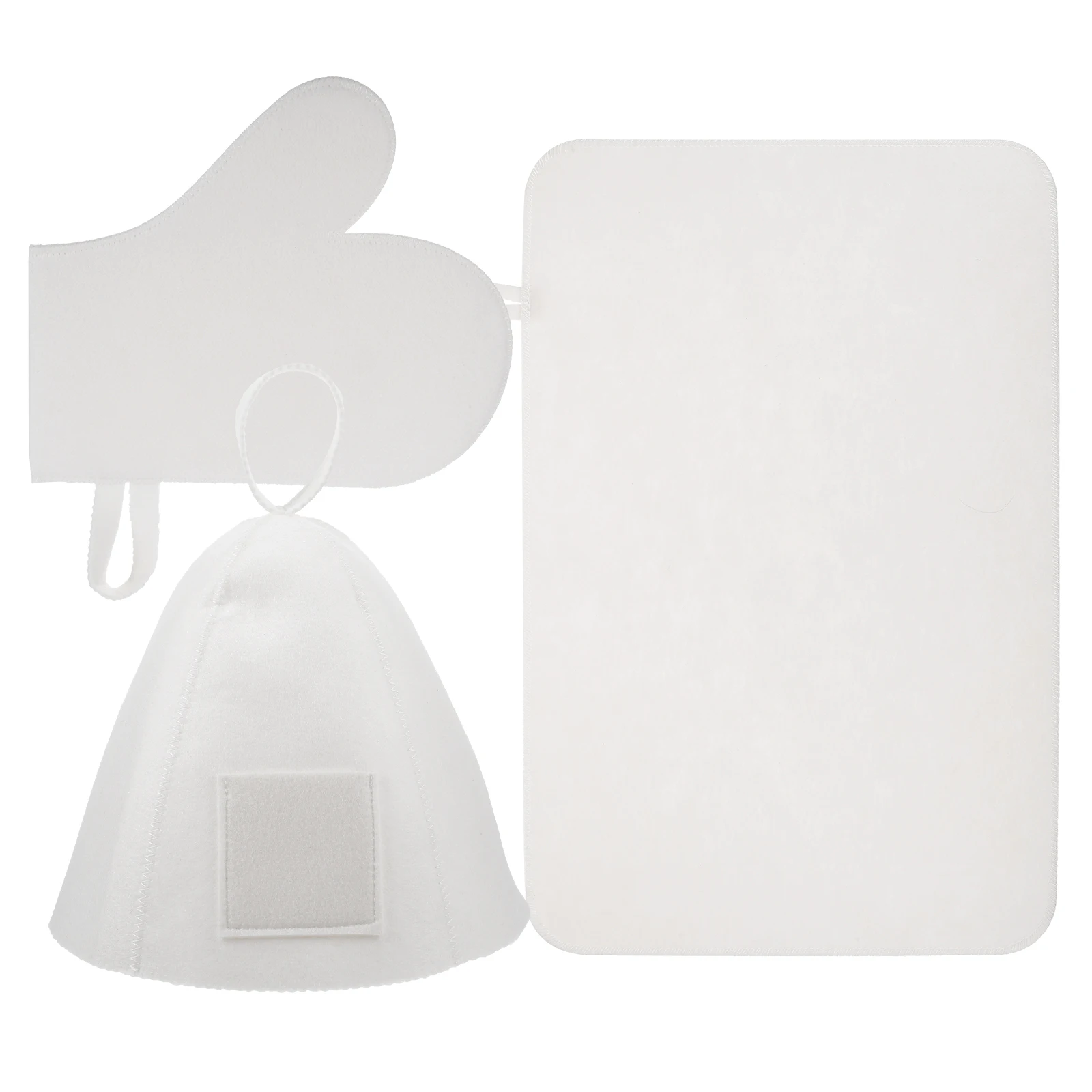 

Felt Sauna Hat Set Cap Protect Hair Women Shower Caps Bathing Accessories Felt Mat Gloves Sauna Room