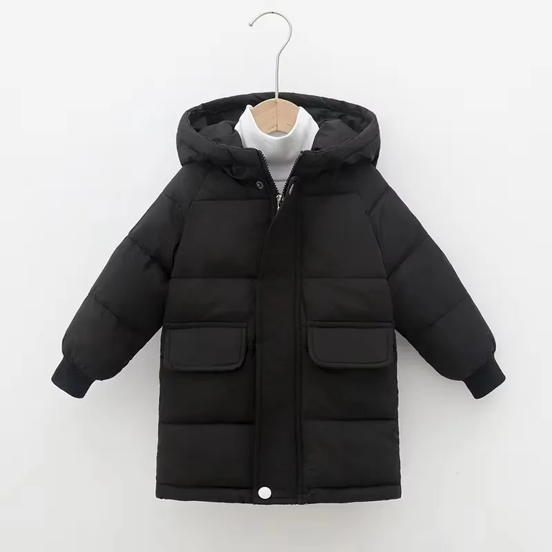 Mid-length Cotton Jacket Boy Girl Winter Children Thickened Warm Coat Soft Kids Casual Wear Baby Everyday School Outfit Children