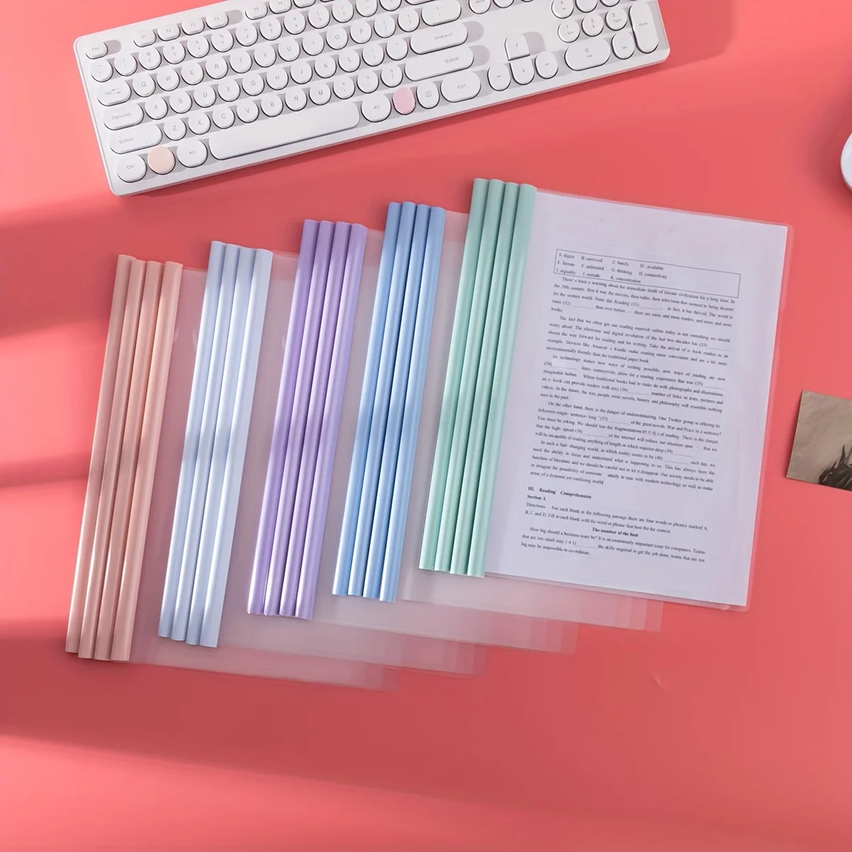 20 Pcs Transparent Resume Cover A4 Paper Holder Folders Files Organizer Sliding Bar