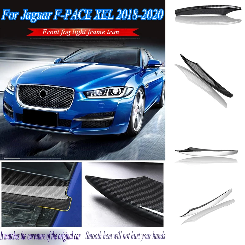 Fog Light Lamp Cover Trim For Jaguar F-PACE XEL 2018-2020 Carbon/Chrome Look Car Front Bumper Air Vent Intake Splitter Canards