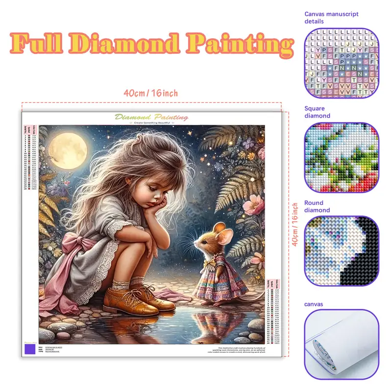 RUOPOTY Diy Round Square Diamond Painting Art Girl And Rabbit Drawings With Diamonds Cross Stitch For Home Decors Diy Crafts - Image 2