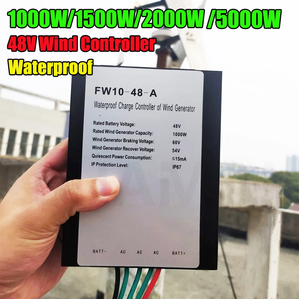 Venda Quente Controlador à Prova Impermeável Água para Turbina Eólica Controlador de Carga Regulador de Moinho de Vento 1000w 1500w 2000w 3000w 4000w 5000w 48v