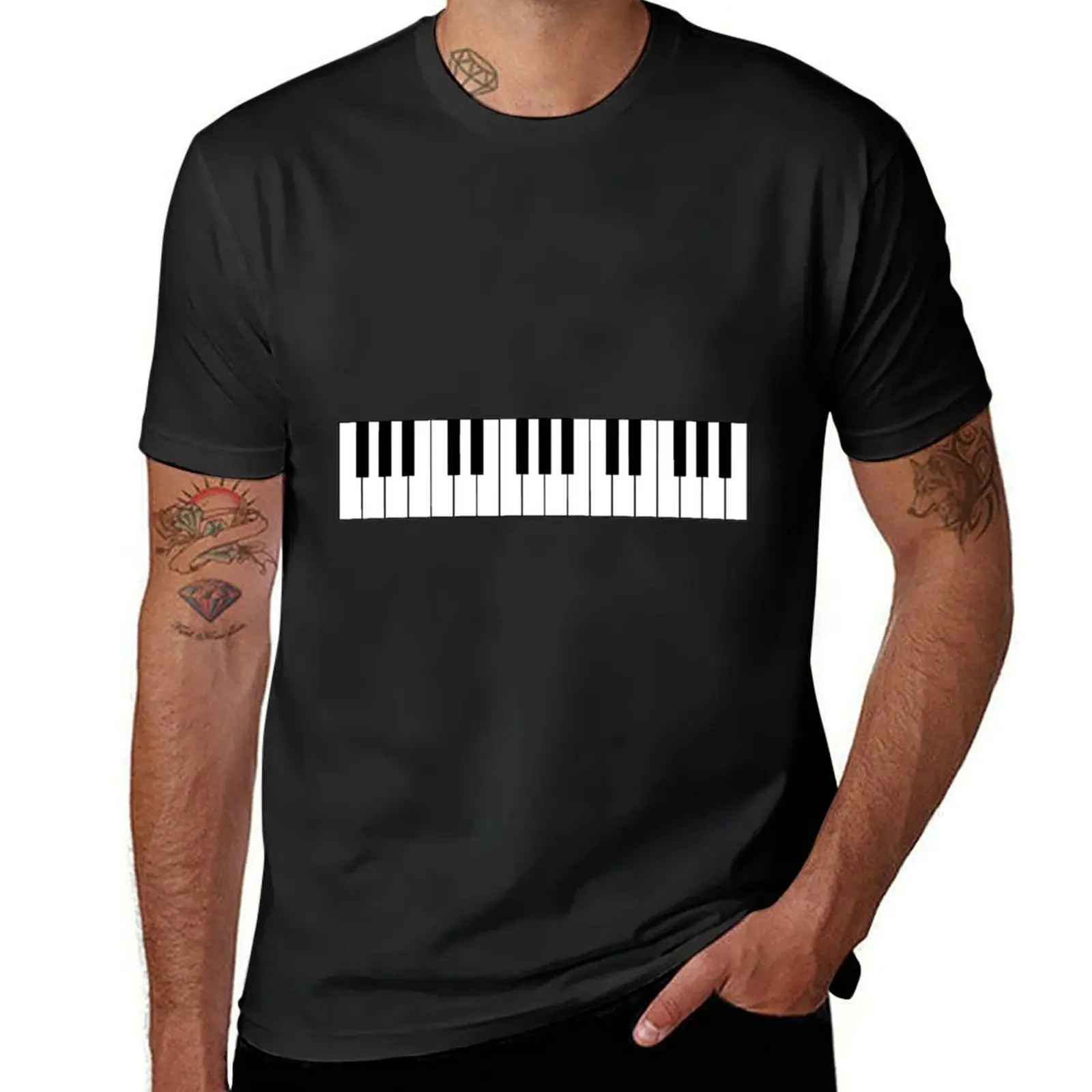 Piano keyboard illustration T-shirt new edition graphics plain Men's t-shirts