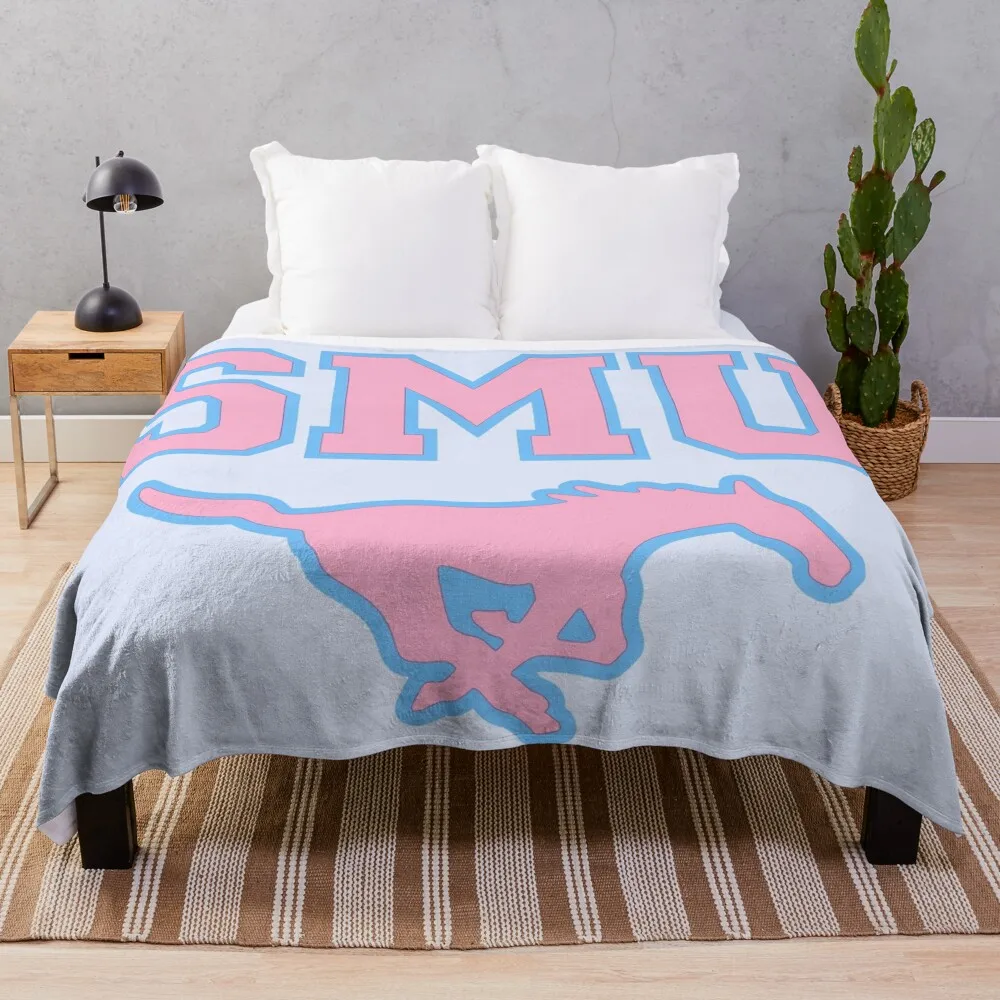 

SMU Blue Logo & Pink Peruna Throw Blanket Summer blankets ands Baby Blankets