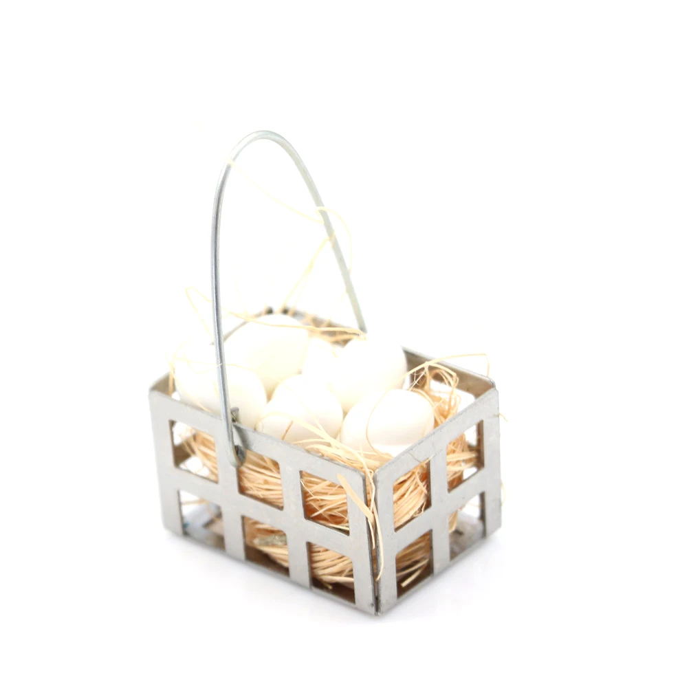 赤ちゃんのためのドールハウスエッグバスケット、キッチンフードミニチュア、白い卵、家具の装飾、DIYおもちゃ、新しい到着、1:6、1:12、1セット