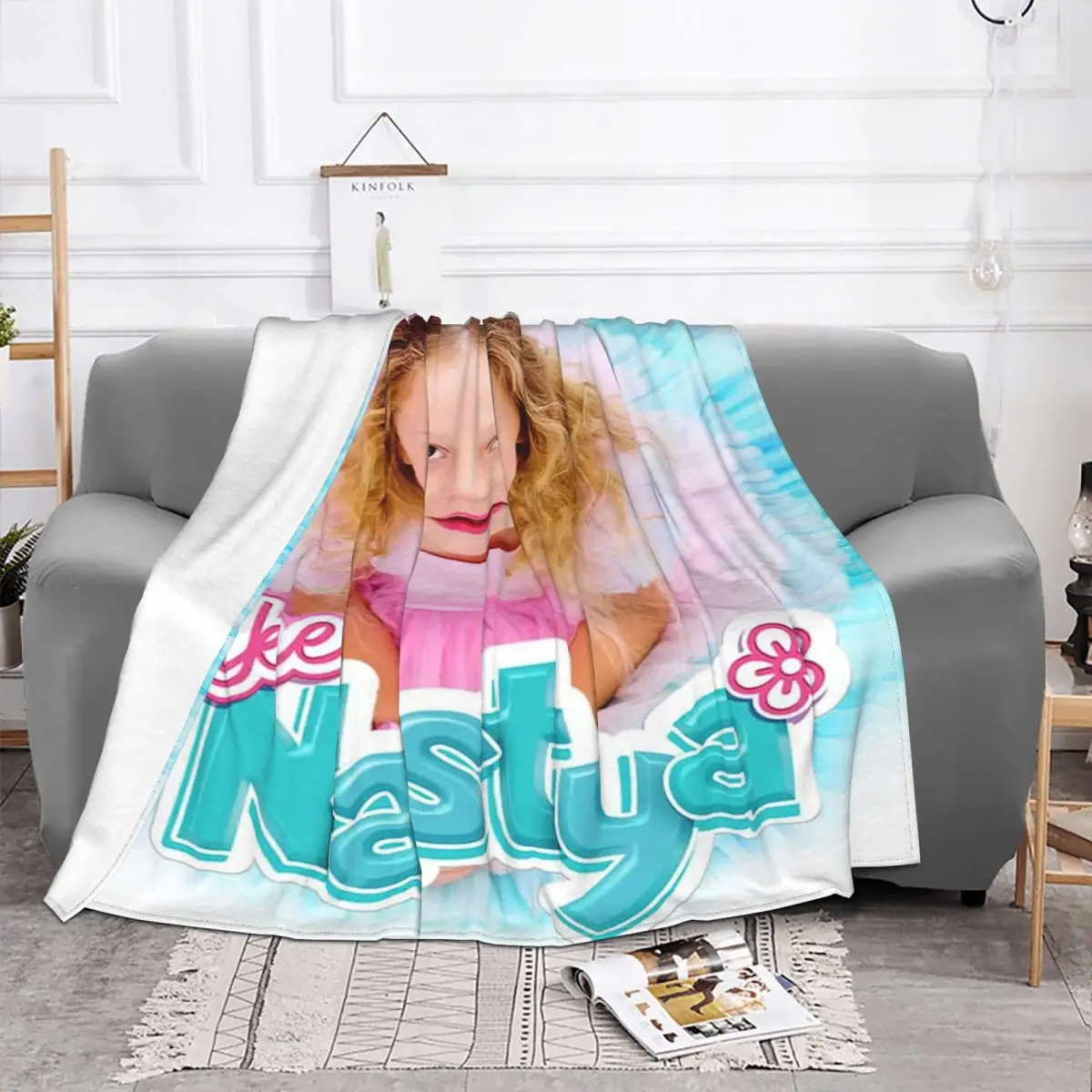 Cute Like Nastya Blankets Fleece Decoration Portable Warm Throw Blankets for Home Office Bedspreads