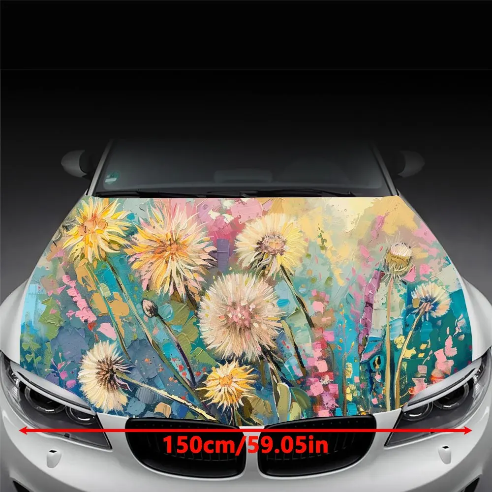 Beauty Dandelion Flowers Art Car Hood Wrap Color Vinyl Sticker Truck Graphic Bonnet DIY Auto Accessories Decoration Decal Gift