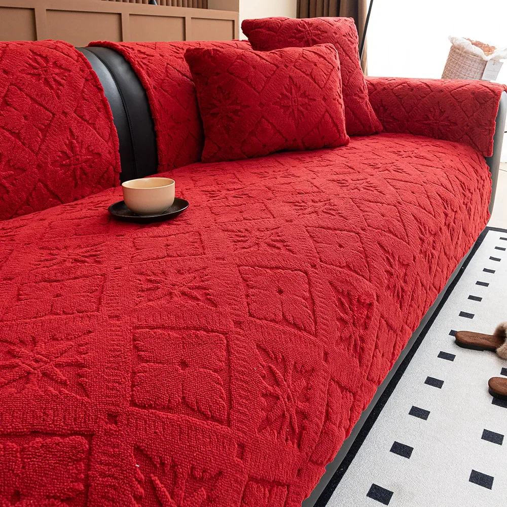 Sofabezug, Heimdekoration, Plüsch, Sofabezug für Winter, Sofa, Sitz, Schonbezüge, einfarbig, Jacquard, Housse, Canape, baumelnde Kissen – Detail 4