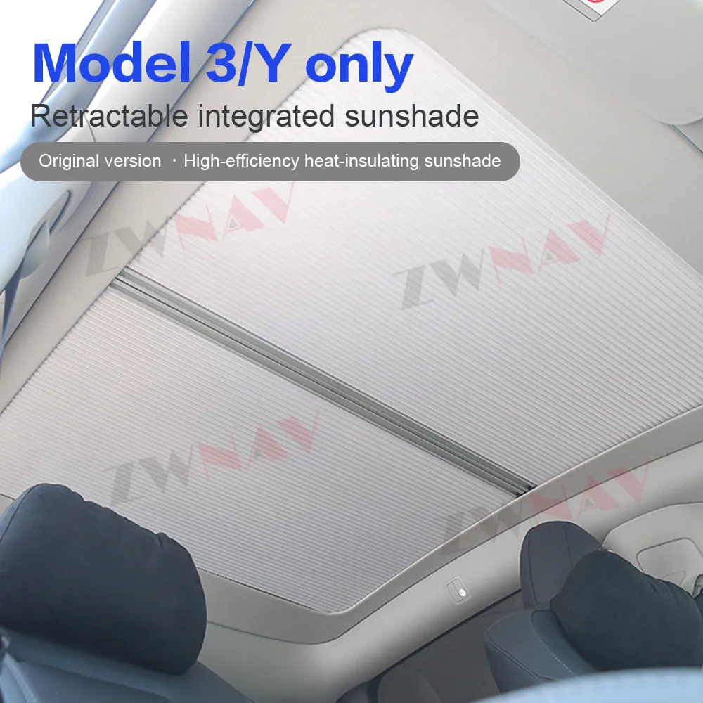 For Tesla Model 3/Y Retractable Sunshade Sunroof Cover Roof Sunshade Sunroof Insulation Accessories Sun Shades Glass Net Upgrade