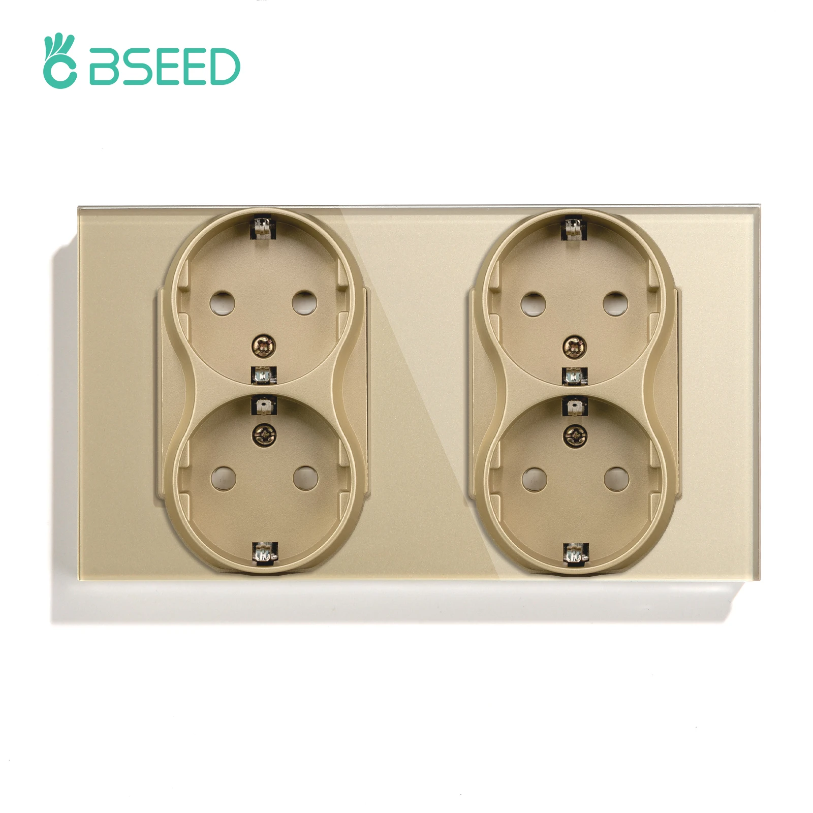 BSEED EU-stopcontacten Enkel stopcontact Dubbel glazen frame USB Type-C Oplaadpoorten Drievoudige stopcontactstekkers Kinderbescherming 16A