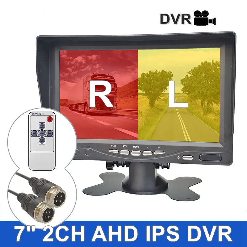 

DIYSECUR 7inch AHD IPS Rear View Car Monitor Support 1080P AHD Camera Support SD Card Video Recording Diaplay Two Cameras Image
