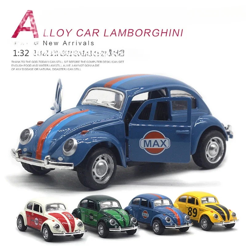 1:32 폭스바겐 딱정벌레 합금 자동차 다이캐스트 금속 클래식 장난감 모델, 풀백 기능 차량, 어린이 선물, A988