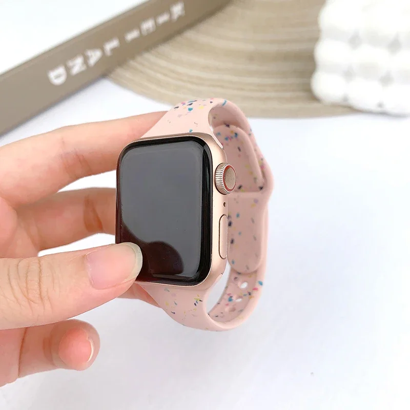

Тонкий силиконовый браслет Pop для Apple Watch 42 мм, 40 мм, 38 мм, 41 мм, 45 мм, 44 мм, 49 мм, 46 мм, браслет Iwatch Series 10 9 8 7 6 5 4 SE Ultra 3