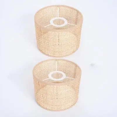 

2pcs Woven Rattan Lampshade Retro Bamboo Light Cover For Hanging Pendant Ceiling Lamps Material Soft Lighting