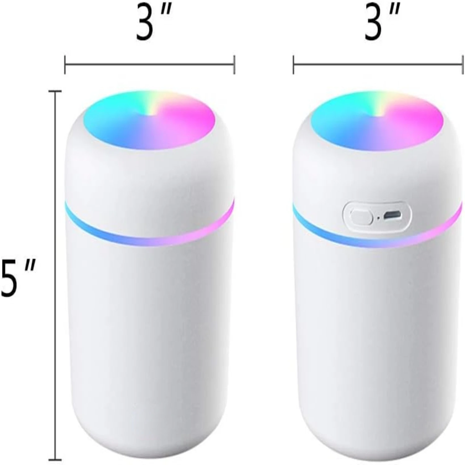 Супер тихий портативный мини-черный прохладный увлажнитель тумана для домашнего офиса, детской комнаты с многоцветным светодиодным ночником - 2 режима тумана и A