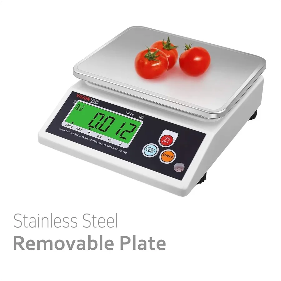 VK2D 0,1 g Premium voedselkeukenweegschaal Lb Oz Kg g Schakelbare roestvrijstalen plaat Voedselweegschaal Groot LCD-scherm met achtergrondverlichting 12 lb