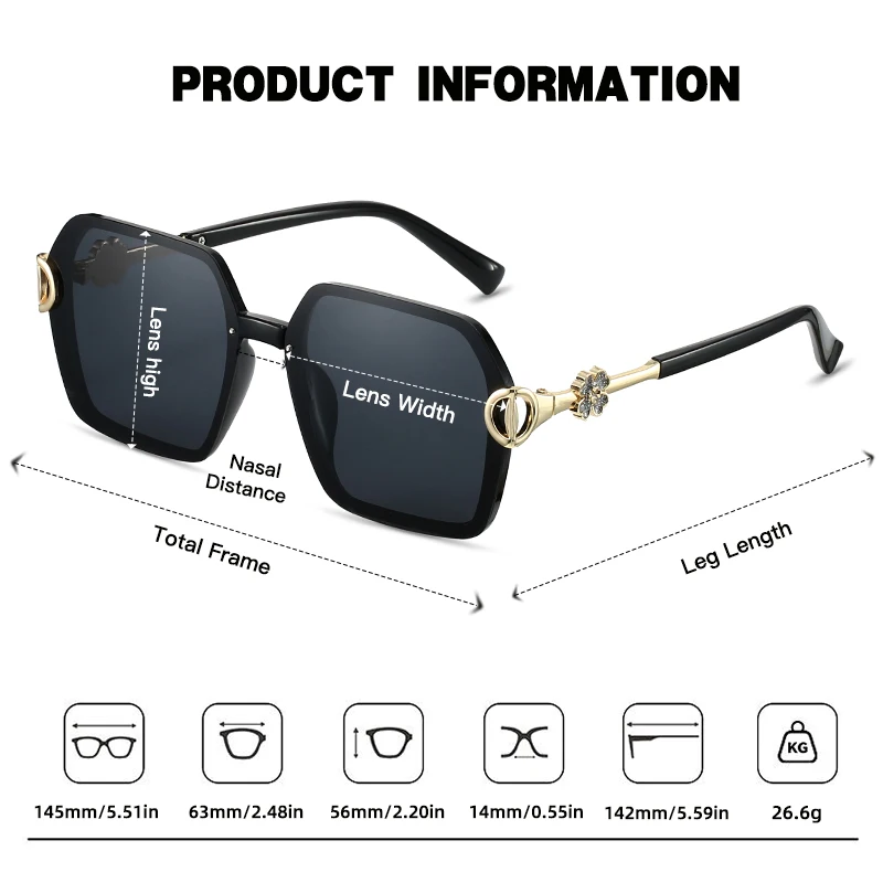 نظارات شمسية مستقطبة للنساء من JUNCTURE، نظارات شمسية مربعة أنيقة، نظارات سيدة متدرجة، هدايا العطلات، نظارات شمسية للنساء