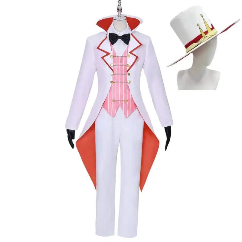 Hazbin Lucifer Anime Hotel Morningstar Cosplay peluca papá traje blanco diablo infierno fiesta de Halloween hombres adultos disfraz om [8