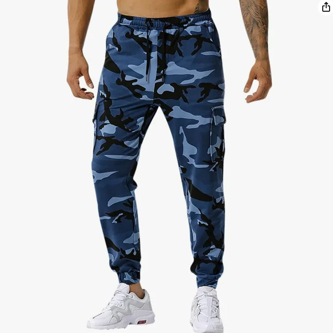 Men's Splicing Camouflage Jogging Pants Outdoor Sports Pants Football Training Pants Fitness Pants Trousers