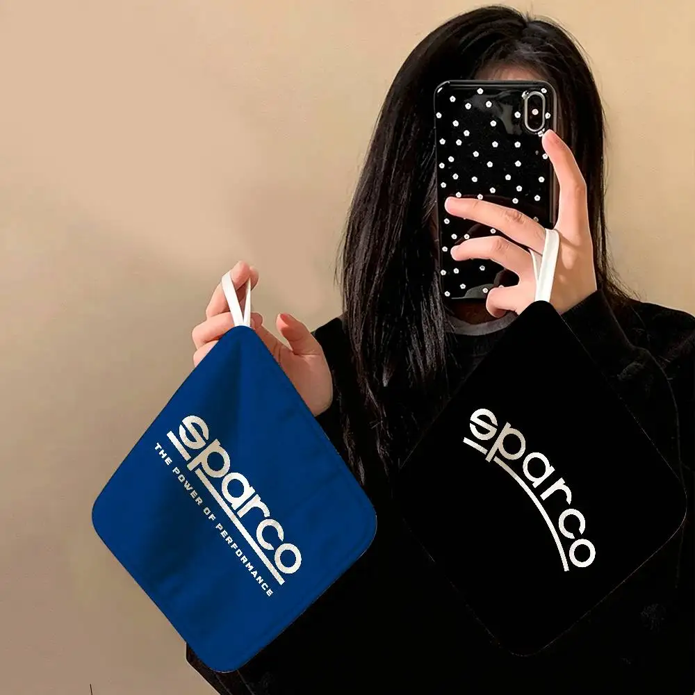 S-Sparcos Logo Hanging Kitchen Towel, Polyester Cotton Material, Wear Resistant Hand Wiping Towel for Home
