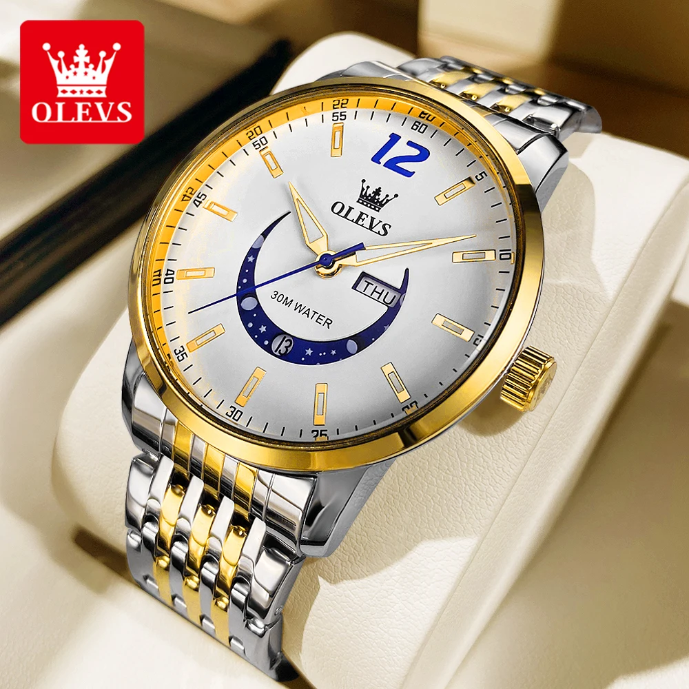 

OLEVS Exclusive TY710 Quartz Men's Watch Date Week Luminous Waterproof Watch Stainless steel Business Wristwatch for Man