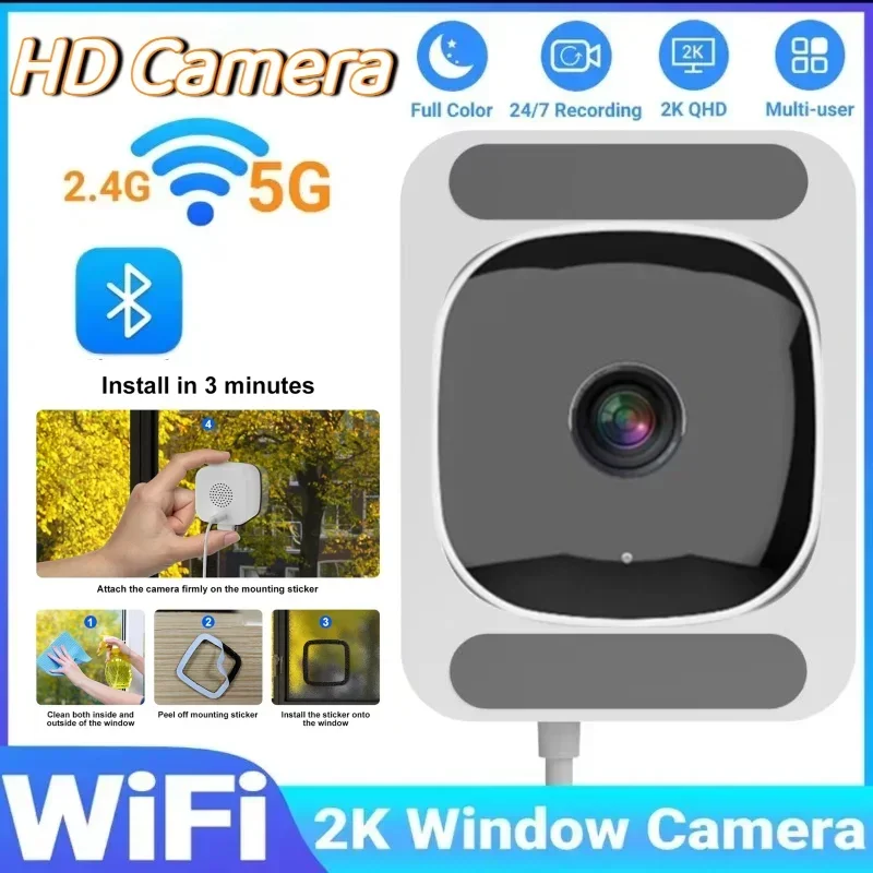 Lenovo 2.4/5GHz Wifi Window 1080 HD Camera 3MP Full Color Night Vision Indoor Security Mini Stickable Window Monitoring Camera