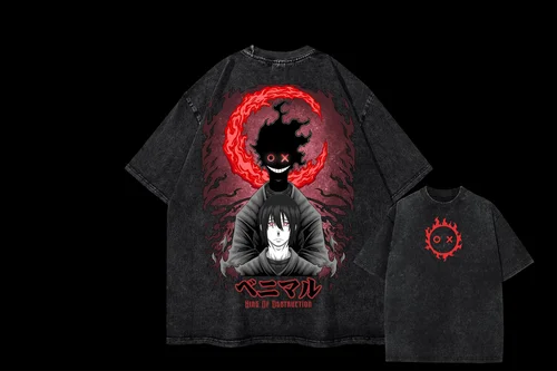 Imagen 2 del producto Camiseta de Anime Fire Force Benimaru, Camiseta de algodón lavada Vintage para mujer y hombre, ropa de calle Harajuku de verano, camisetas para hombre