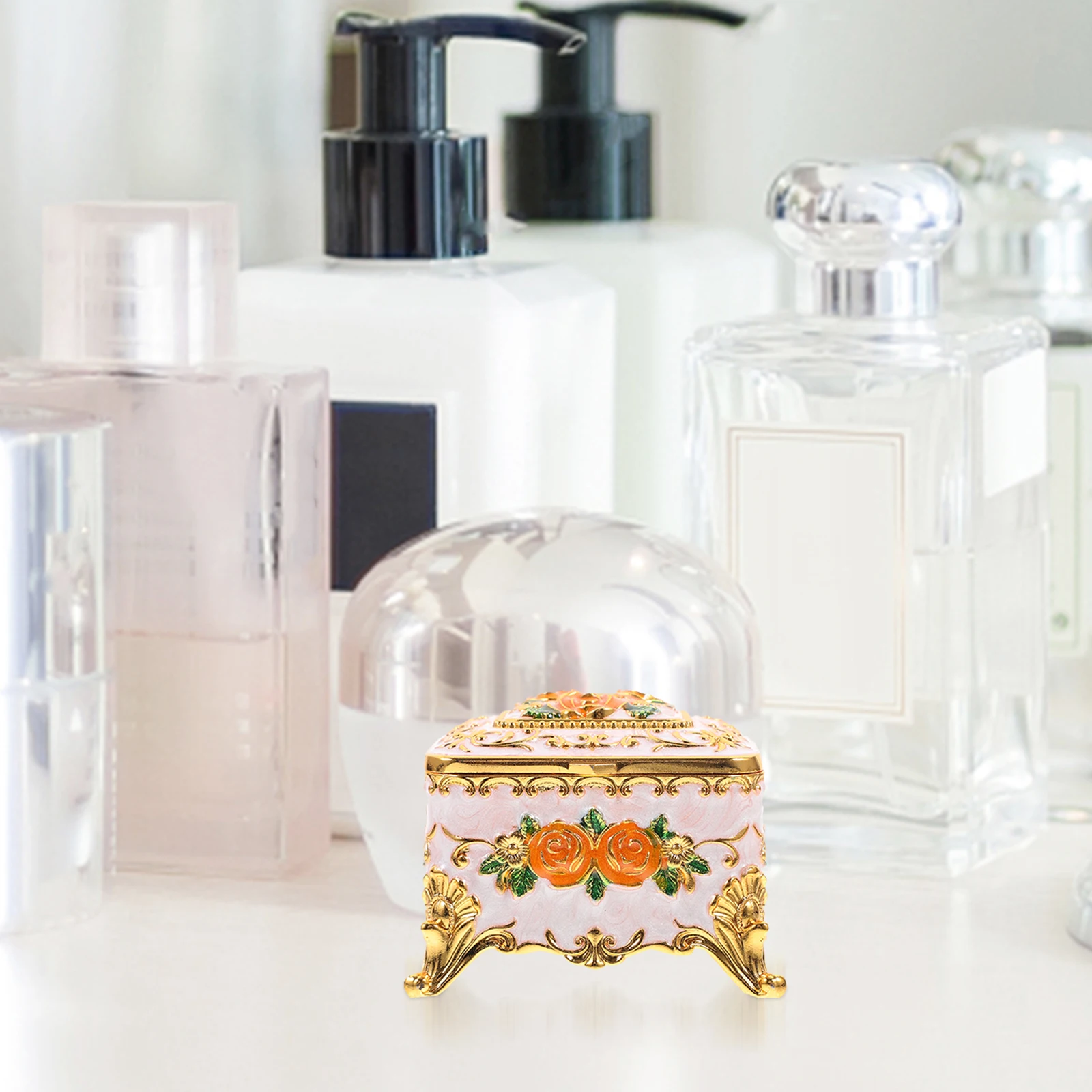 

Enamel Jewelry Box Vintage Decor Desktop Storage Earring Necklace Bracelet Case Trinket ganizer Home Decor Keepsake Gift Box