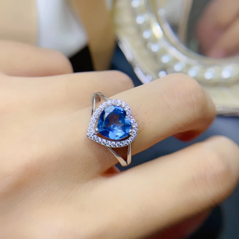 Natural  London blue Topaz rings for women silver 925 jewelry luxury gem stones 18k gold plated free shiping items Party Gifts