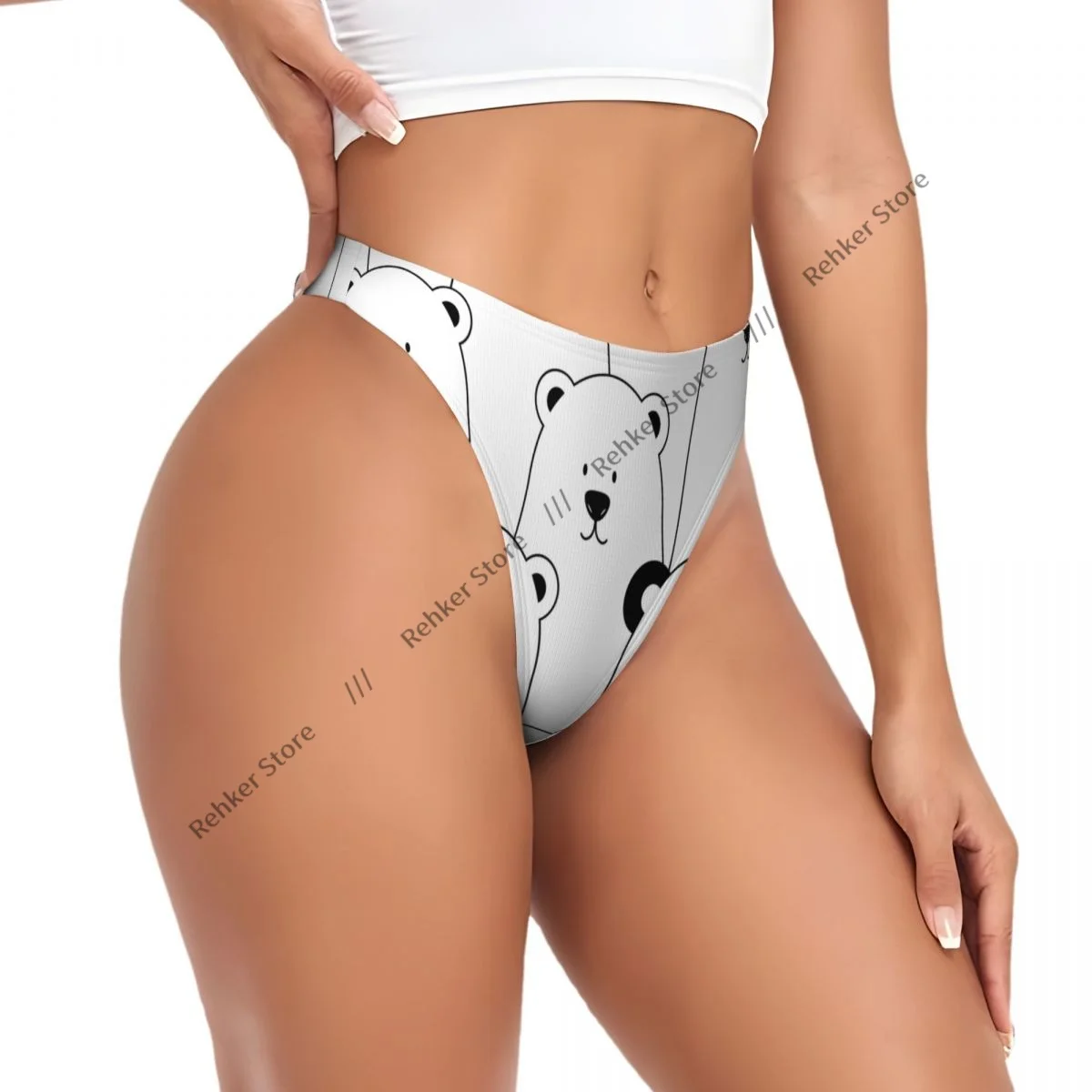 Sexy Panties Funny White Polar Bears And Panda Thongs Underwear Women Lingerie Breathable G-string