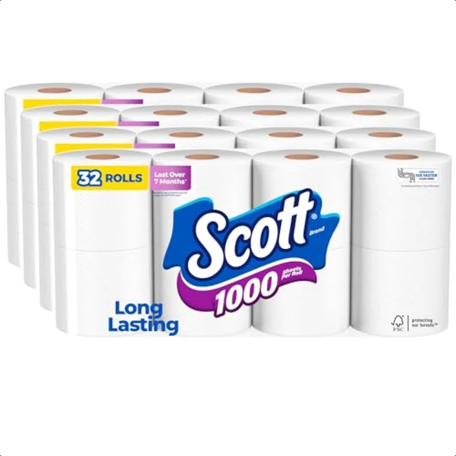 1000 Toilet Paper 32 Rolls SepticSafe 1Ply Toilet Tissue