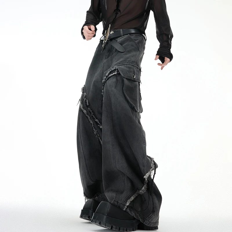 LUZHEN الأصلي يرتدي لدغ المرقعة تصميم جيوب تزيين الدنيم السراويل الرجال 2025 موضة جديدة الأصلي الشارع الجينز LZ8421