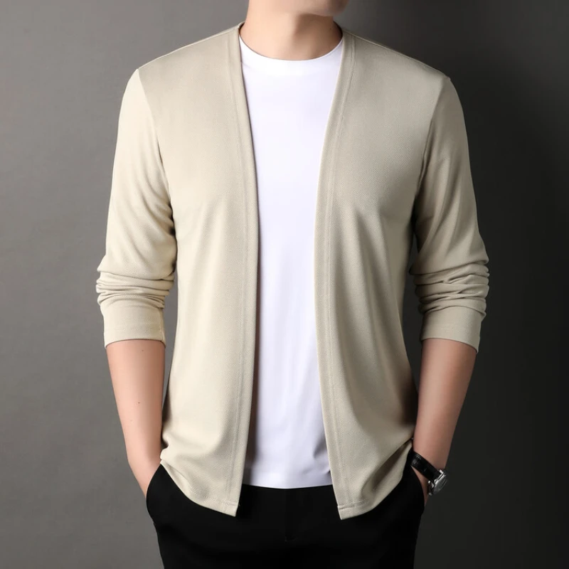 New Men's Spring and Autumn Cardigans, Men's Trendy Knitwear, Casual Loose Thin Shawl Jacket for Outerwear