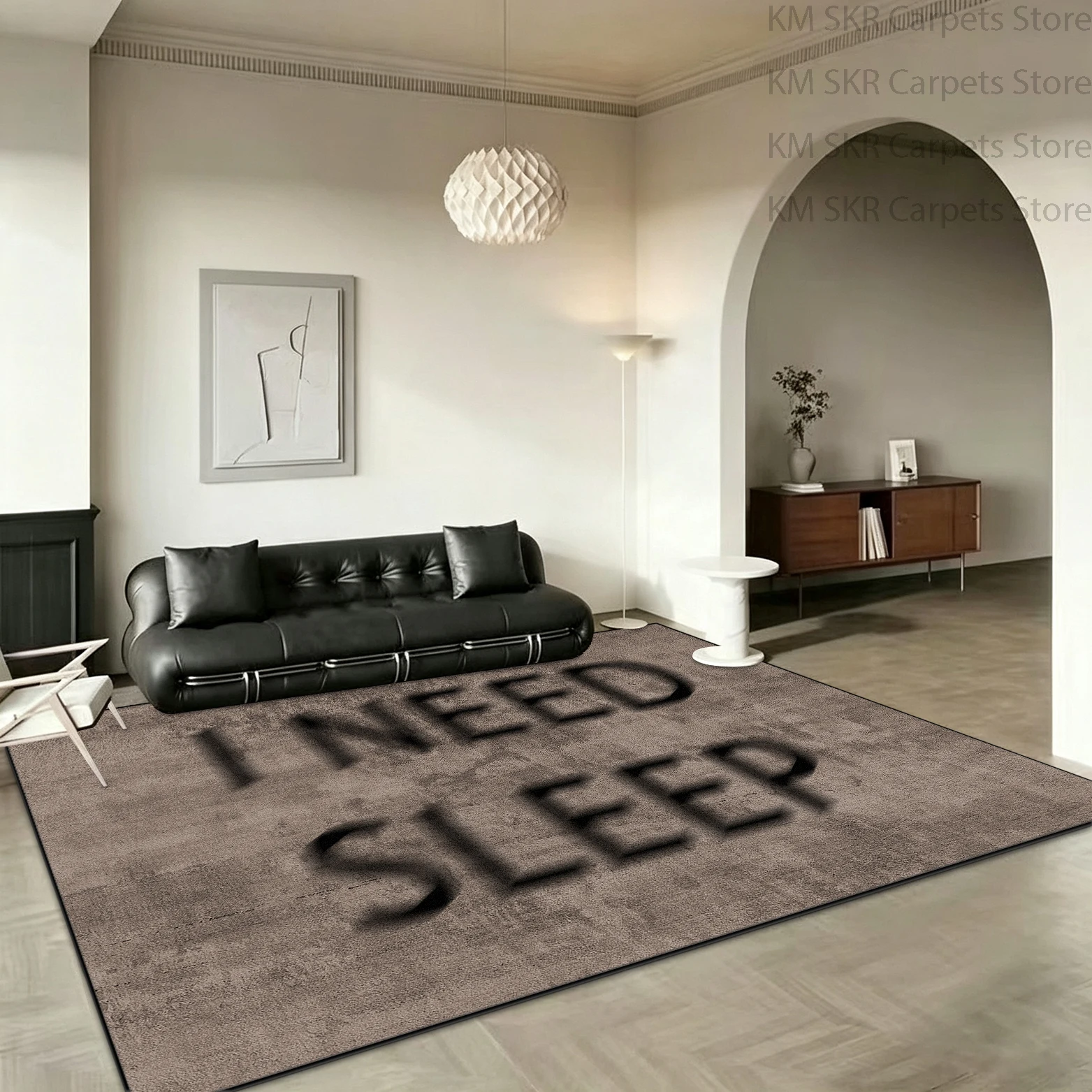 Modern Abstract Letter Print Living Room Carpet Decoration Bedroom Non-slip Washable Household Rug Soft Fluffy Study Floor Mat