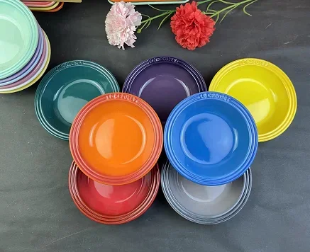 Le Creuset Ceramic Gradient Dinnerware Fruit Plate Underglaze Color Porcelain Soup Plate Snack Plate French Style Adult Use