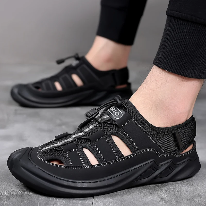 

2025 Summer Breathable Men's Sandals Outdoor Hiking Shoes High-quality Wear-resistant Soles Men's Casual Mesh Beach Shoes