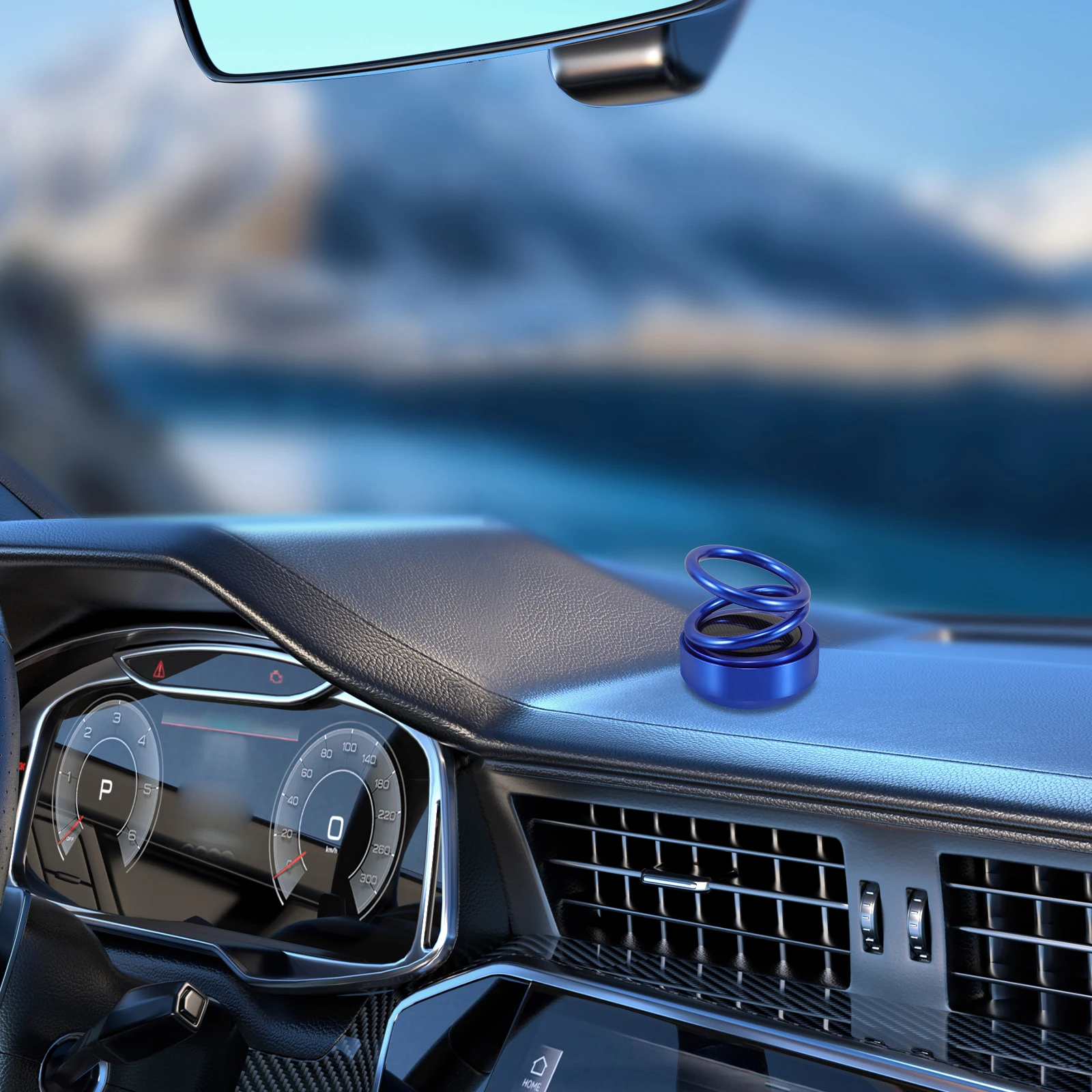 

Solar Powered Rotating Double Car Aromatherapy Ornament Stylish Dashboard Decoration Air Freshener