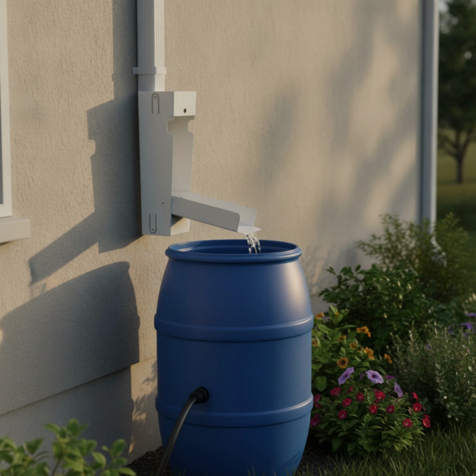 Rainwater Diverter with Outlet Chute Screw-on Downspout Diverter Rainwater Collector Wall-Mounted for Homeowners, Rain Gutter