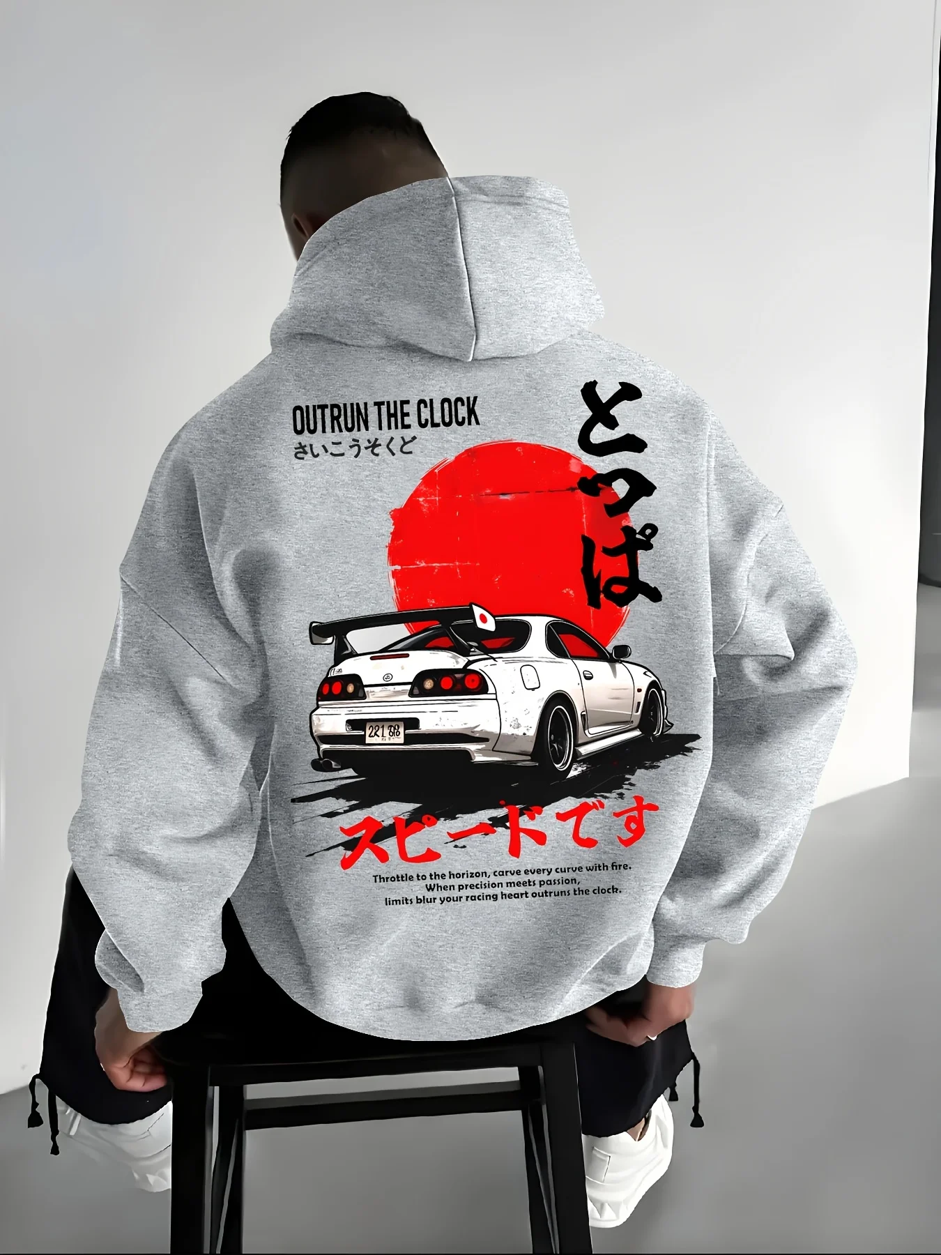 Men's Autumn/Winter Stylish Car Print Hooded Sweatshirt Trendy Streetwear Niche Design Perfect for Commuting Street Style Casual