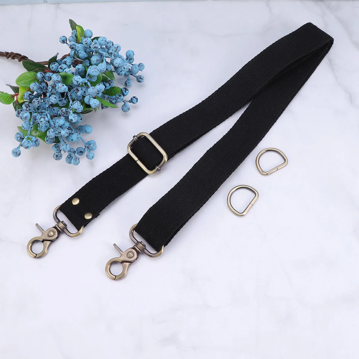 1 قطعة حزام القطن قابل للتعديل قماش استبدال حقيبة الكتف Crossbody محفظة حزام أسود 3.2 سنتيمتر مشبك معدني مريح دائم