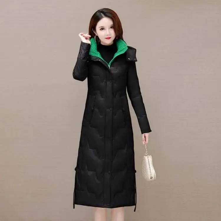 Mid-length Cotton-padded Jacket Winter Women's Clothing Slim Hooded Parkas Warm Thicken Coat Zipper Windproof Outerwear