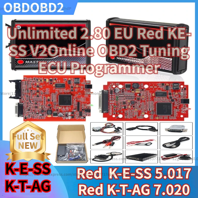 

НОВЫЙ полный комплект онлайн Unlimited KESS 2.80 EU Red V5.017 KTAG V7.020 4LED 2.25 OBD2 Автомобильный комплект для настройки чипов ECU k-tag Programmer Tool