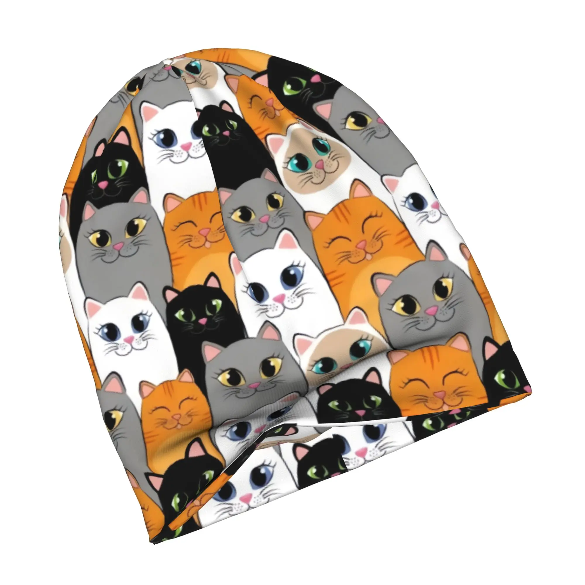 Cat Colourful Creative  Skullies Beanies Caps Fashion Winter Warm Men Women Knitting Hats Unisex Adult  Bonnet Hats