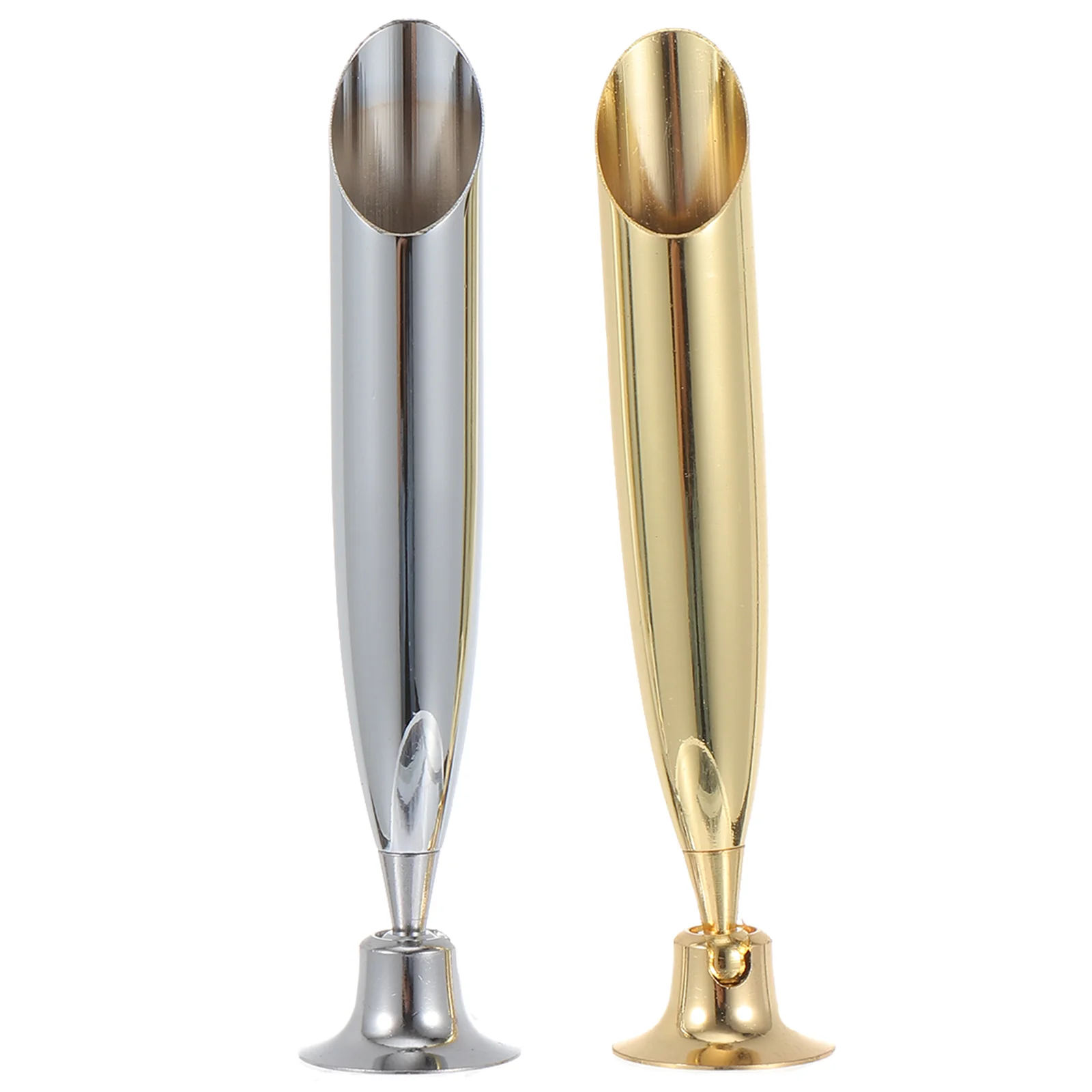 2 Pcs Single Stylus Pen Holder Socket Gold Pencil Ballpoint Holders Basic Monitor Stands