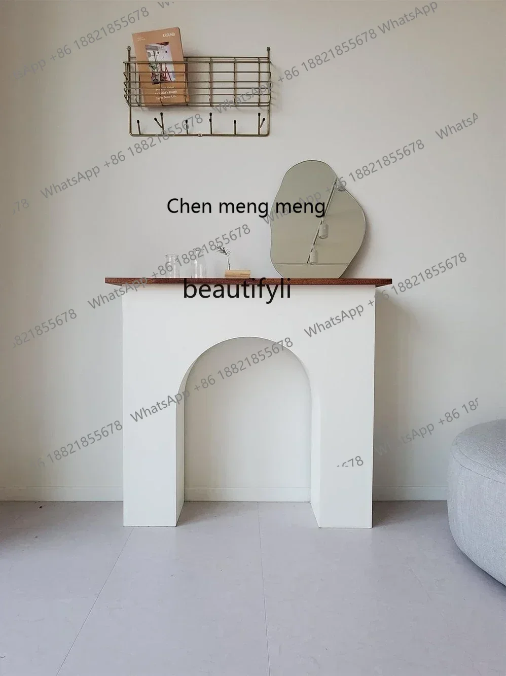 X Customized Retro Gentle Decorative Fireplace Nordic Entrance Cabinet Simple White Display Partition Small Apartment Fireplace