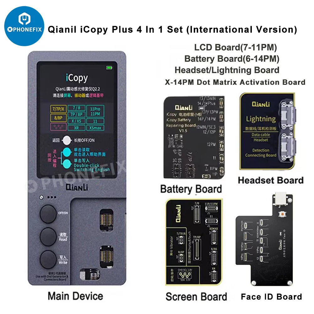 QianLi iCopy Plus 2,2 con placa de conexión de detección de batería para iPhone X, 11, 12, 13, 14, 15PM, vibración/táctil, reparación de