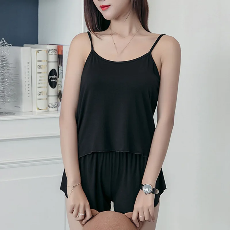 

Summer New Women's Comfortable Simple Tank Homewear Sleepwear Two-piece Loose-fit Shorts Suit Sleeveless Thin Material