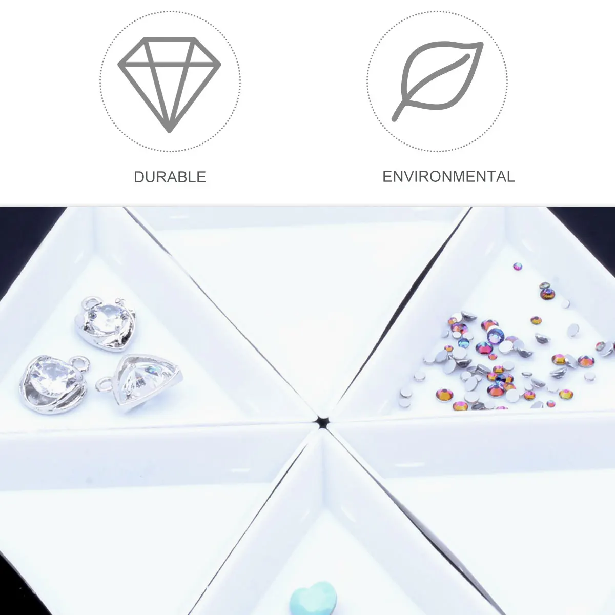 

20 Pcs Plastic Jewelry Tray Triangular for Beads Beading Triangle Making Sorting Plate Rhinestones Picker Tool Trays