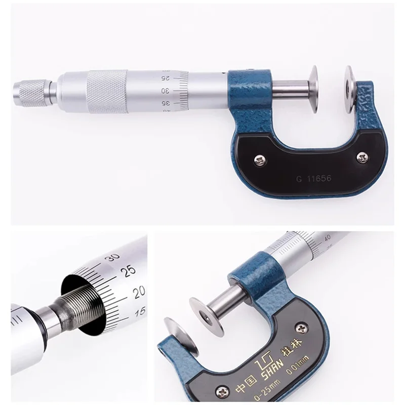 Disc Micrometer 0-25mm 25-50mm 50-75mm 75-100 Outside Micrometers For Lengths Of Gear Teeth Paper Thickness Gauge Measuring Tool